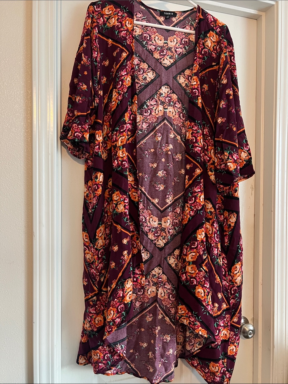 torrid Burgundy Floral Asymmetrical Kimono Dress